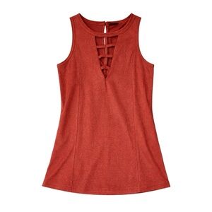 BKE Red Marsala Lattice Front Tank Top Medium NWT Buckle Sleeveless Ribbed